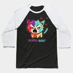 Colorful cute angry cat hissing Fluff Off Baseball T-Shirt